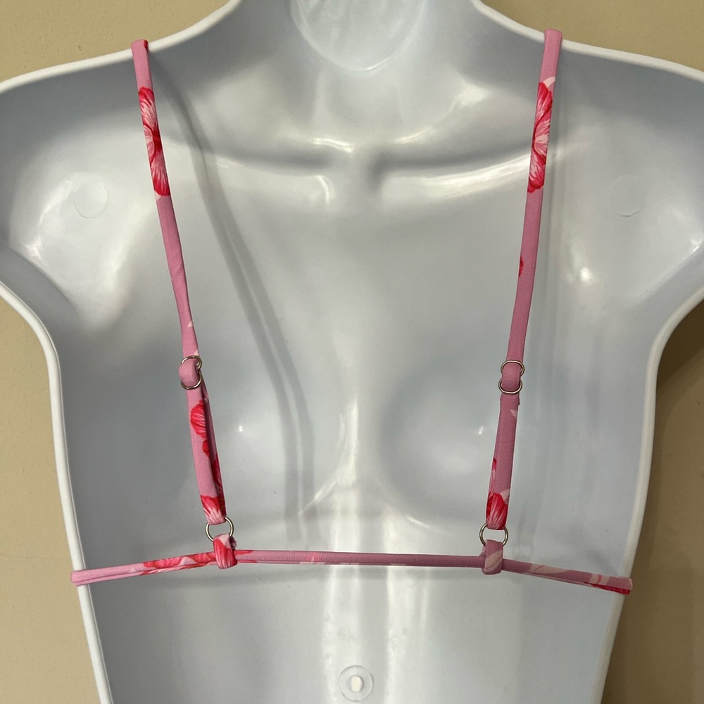 Pink Floral Triangle Tie Side Bikini Set - Picture 5 of 11
